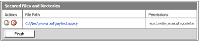 The figure shows the list of secured files and directories.