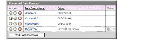 The figure shows the new data source in the list of connected data sources.