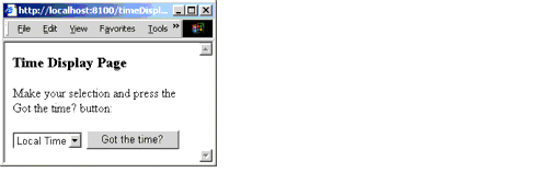 Web browser display of timeDisplay.cfm