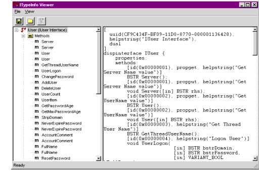 The methods and properties of an object shown in the Object Viewer