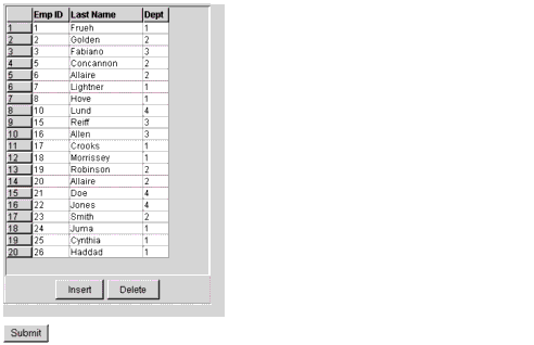 Editable grid