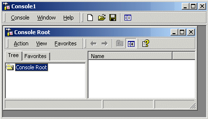 The Microsoft Management Console for a new console