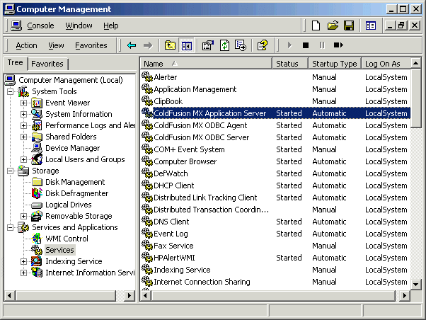 The Microsoft Management Console for Computer Management