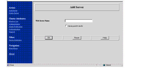 Add Server page