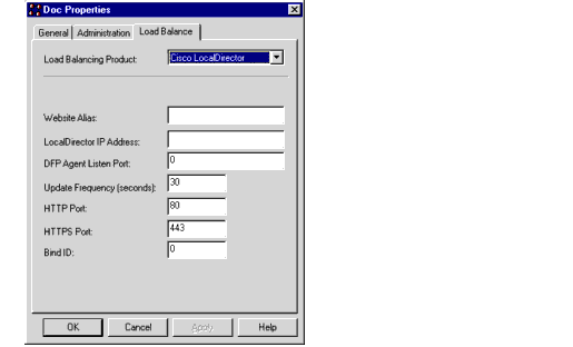 Load Balancing Product dialog box