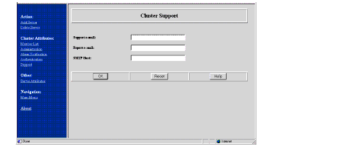 Cluster Support page