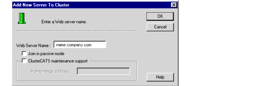 Add New Server to Cluster dialog box